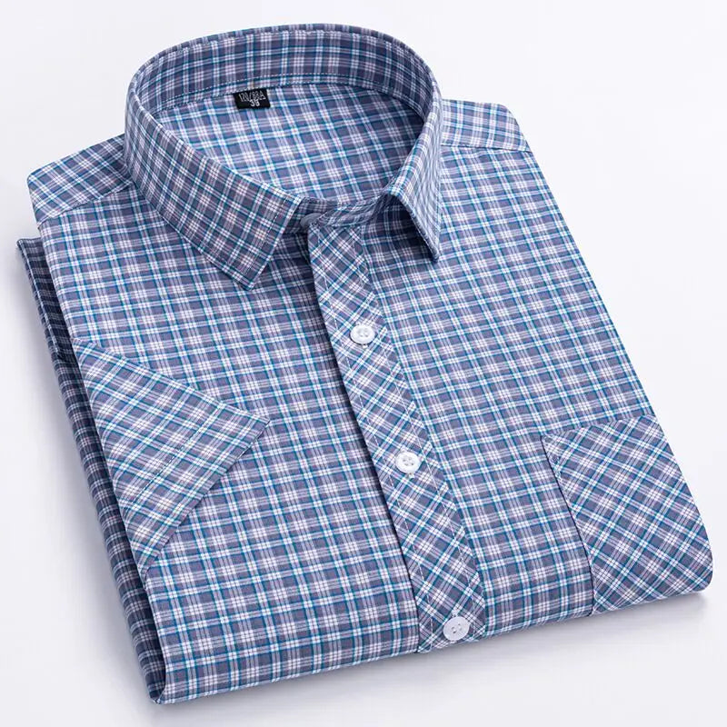 Men's Plaid Short-sleeved Shirt light Breathable