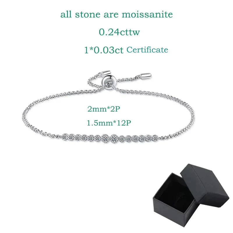0.24cttw Gradient All Moissanite Bracelets for Women Round Brilliant Cut 100% S925 Sterling Silver Plated 18k Gold