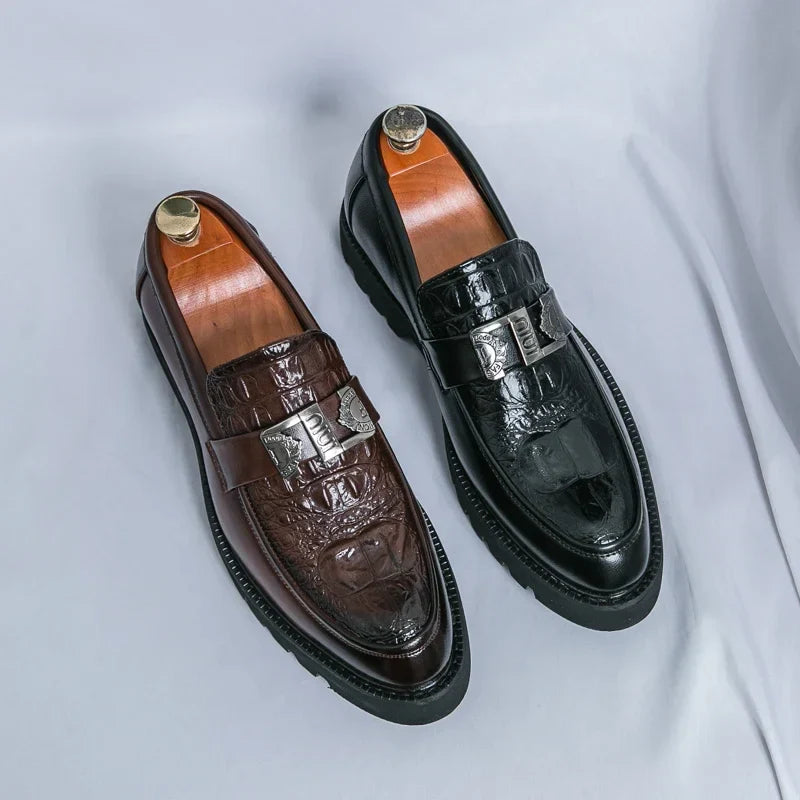 Mens Loafers Party Business Thick Soled Men Leather Shoes Dress Platform Shoes Comfortable Fashion New Casual Shoes for Men