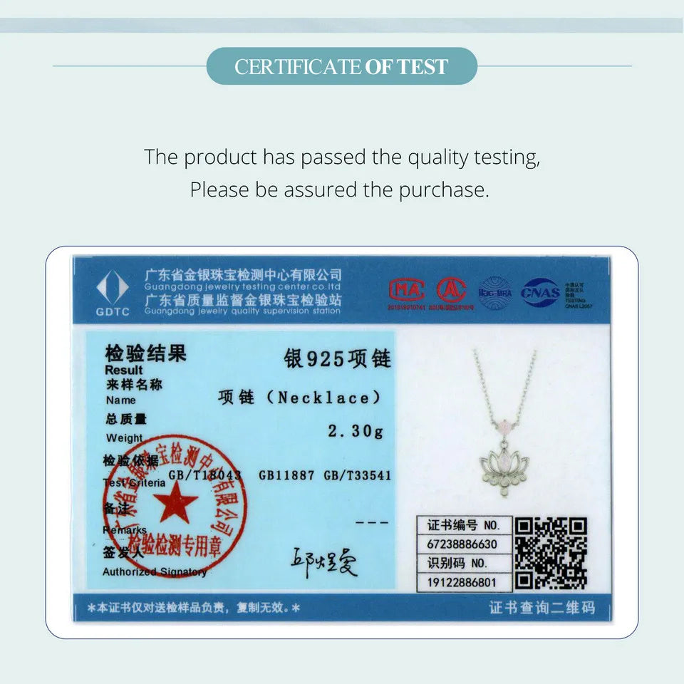 925 Sterling Silver Lotus Pendant Necklace Pink Opal Flower Neck Chain for Women Engagement Birthday Fine Jewelry Gift
