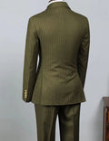 Men's 2 Piece Striped Suit Set Golden Double Breasted Lapel Jacket Elastic Pants Wedding Party Prom Dinner Travel 2026 New