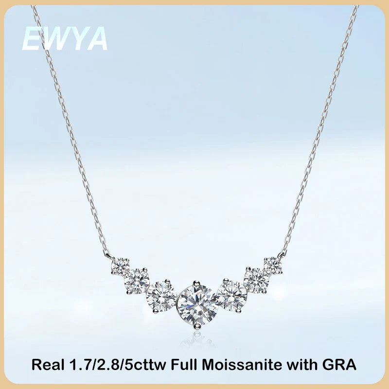 Sparkling 1.7/2.8/5cttw Full Moissanite Pendant Necklace for Women S925 Silver Plated 18K Gold Pass Diamond Test Necklaces