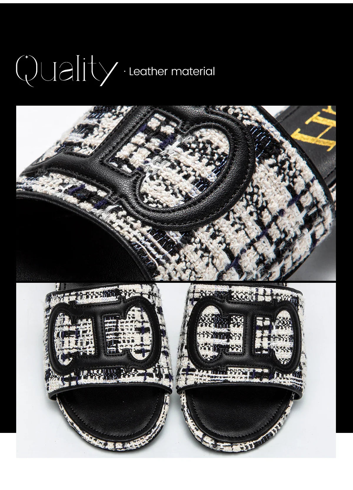 Slippers New summer Brand Fabric Low Heel Sandals Outdoor Business Commuter Women's Shoes 2024