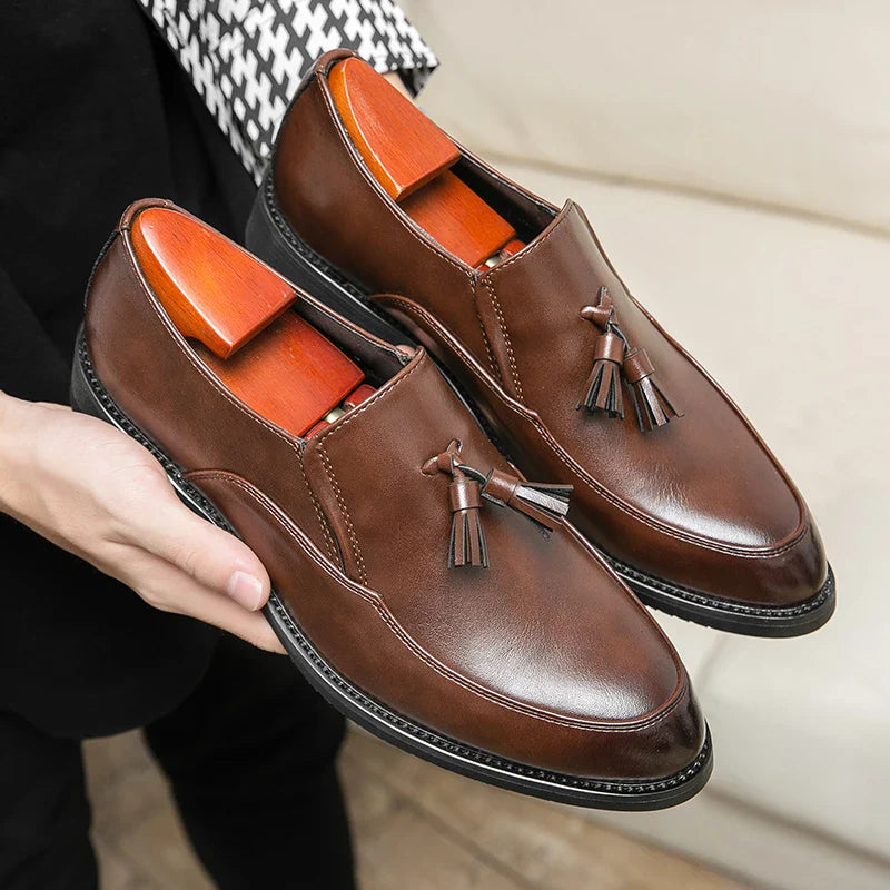 Luxury Designer Mens Business Formal Leather Dress Black Brand Casual Shoes Wedding for Men Office Luxury Flats Footwear Loafers