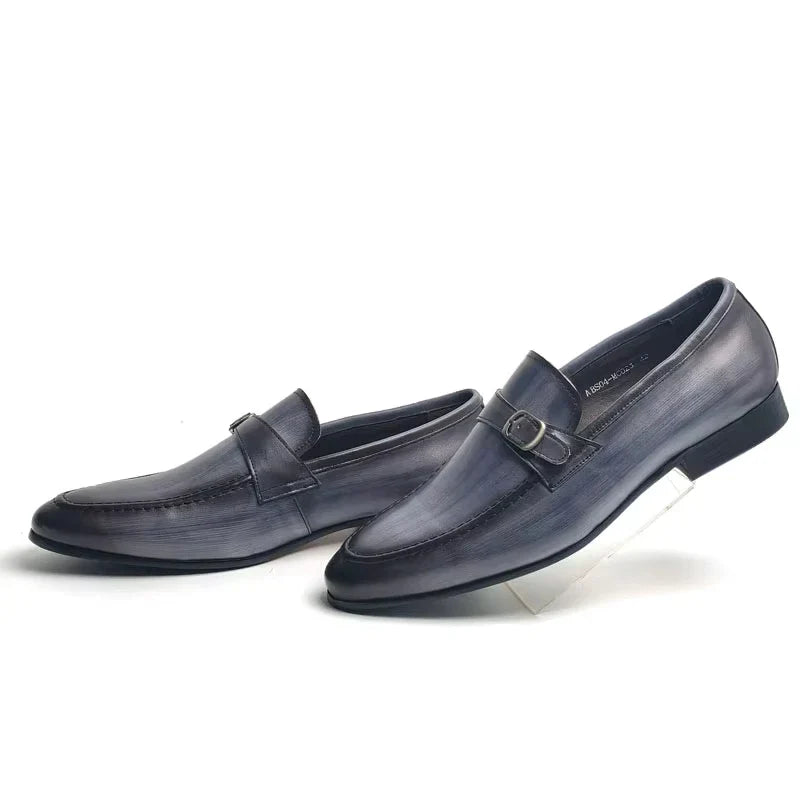 Deluxe Genuine Leather Casual Shoe for Man Elegant Buckle Loafer Shoes Wedding Party Slip-On Wear Zapatos De Vestir Hombre