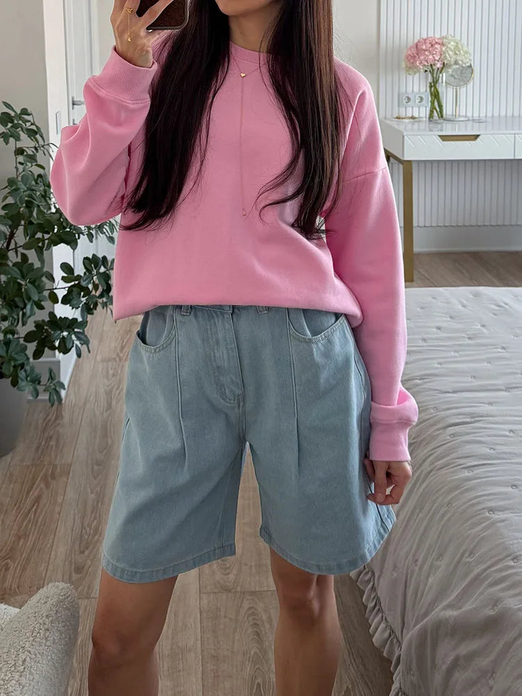 Summer Jean Shorts Women Denim High Waist Black Baggy Short Jeans Summer Pants Women's Bermuda Denim Shorts Wide Leg For Women