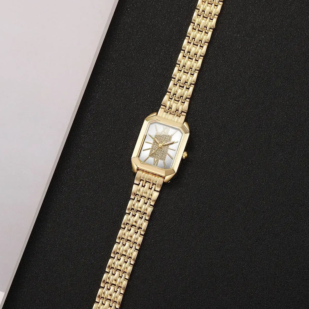 Fashion Rectangle Women Watches Stainless Steel Strap Quartz Wristwatches Reloj Mujer（Without Box）