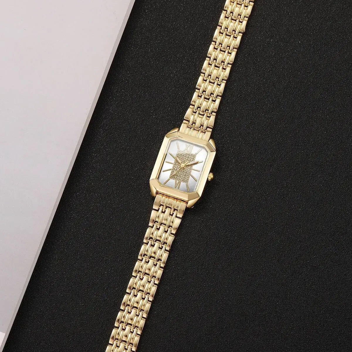 Fashion Rectangle Women Watches Stainless Steel Strap Quartz Wristwatches Reloj Mujer（Without Box）