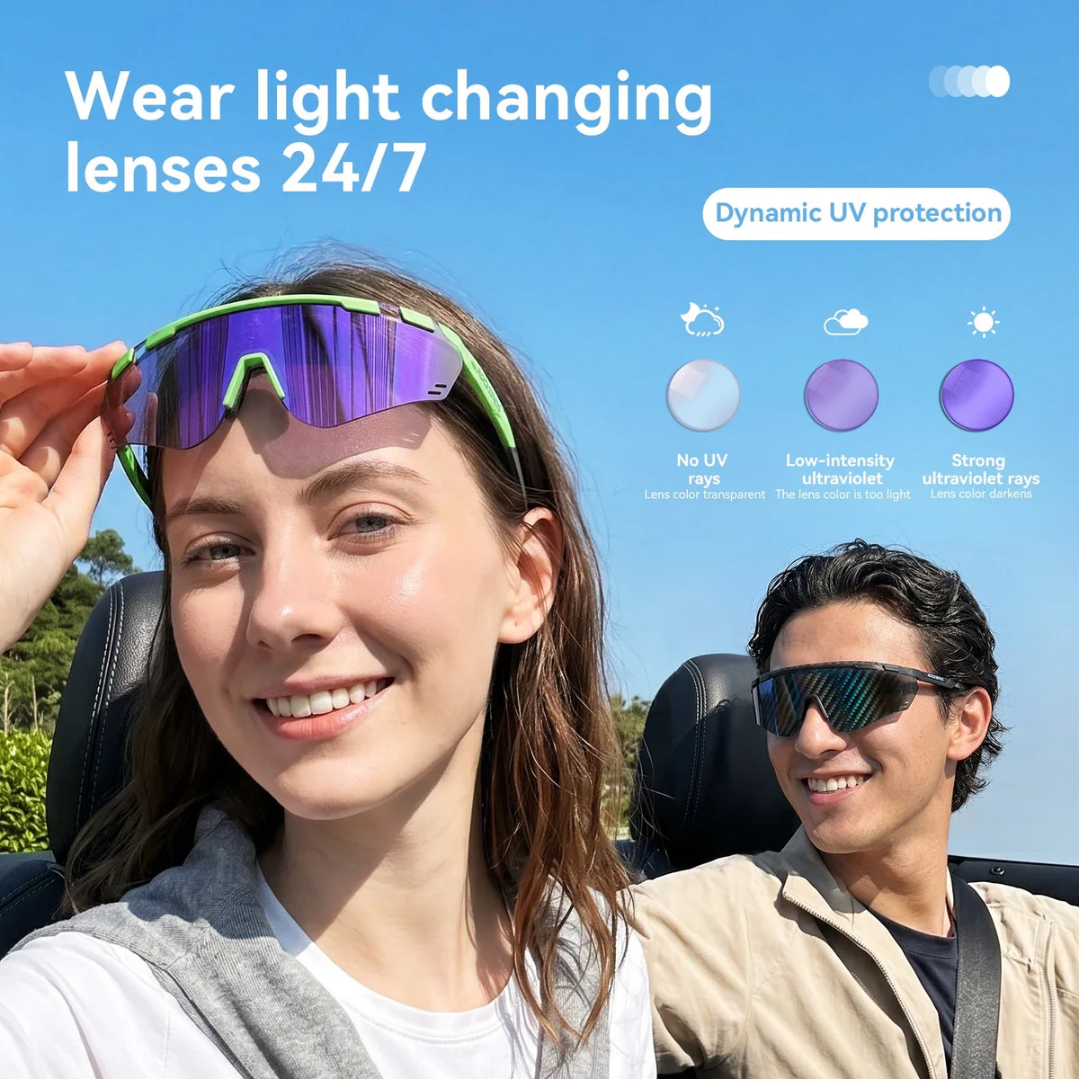 Cycling Glasses Photochromic UV400 Protection Sports Sunglasses Windproof Lightweight Carbon Fiber Outdoor Bike Glasses