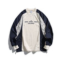 Japanese-inspired Color-blocked Crew Neck Sweatshirt with Patchwork Design: Men's Spring/Autumn Outdoor Leisure