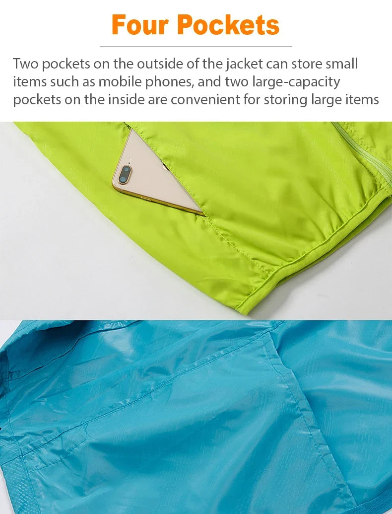 Men's Women's Waterproof Hiking Jackets Quick Dry Sun Protective Windbreaker Unisex Camping Climbing Outdoor Rain Coat