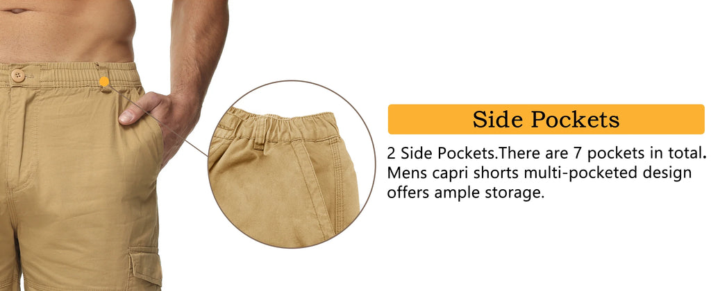 Below Knee Length 3/4 Long Shorts Men's Outdoor Capri Pants Multi Pocket Summer Twill Work Cargo Pants Man