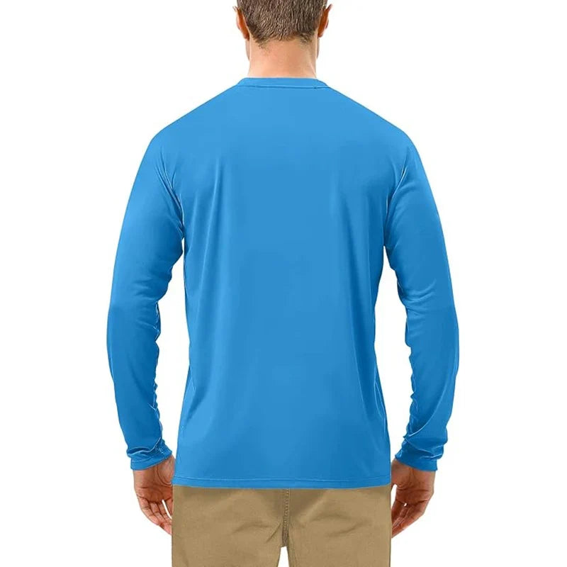 Mens UPF 50+ UV Sun Protection Shirts Outdoor Long Sleeve SPF Rash Guard for Fishing Hiking Swimming Running Compression Shirt