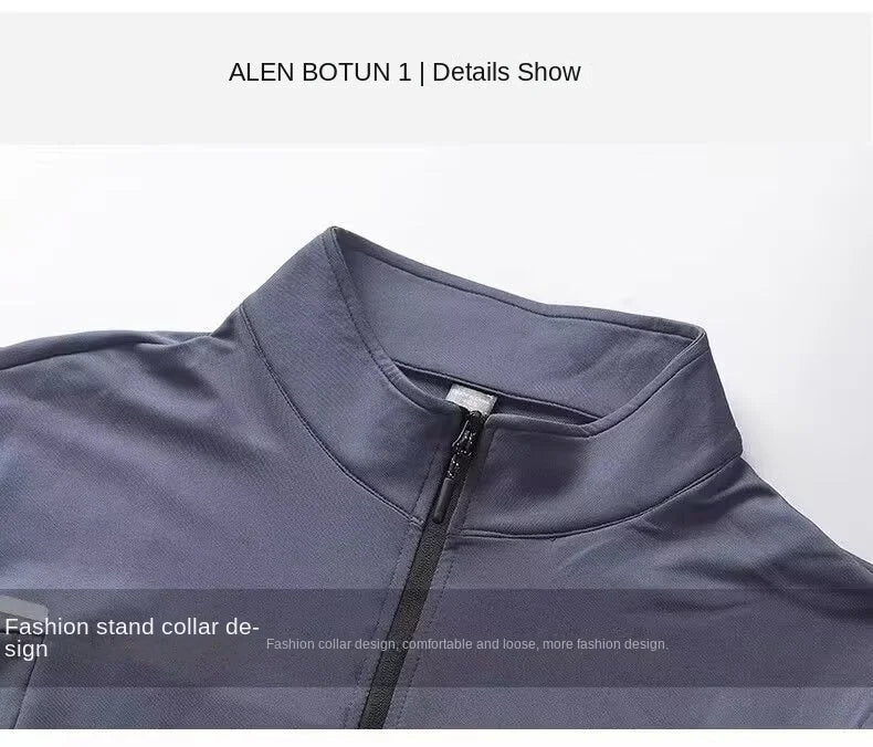 Winter Half Zipper Training Clothes Men's Velvet Warm Quick Drying Clothes Long Sleeve Autumn/Winter Running Top Outdoor Sports