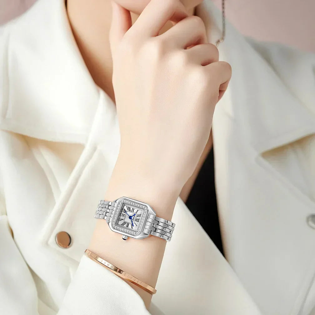 New Women Watch Light Luxury Brand Business Gold Stainless Steel Ladies Fashion Quartz Watches Female Clock Bracelet Wristwatch