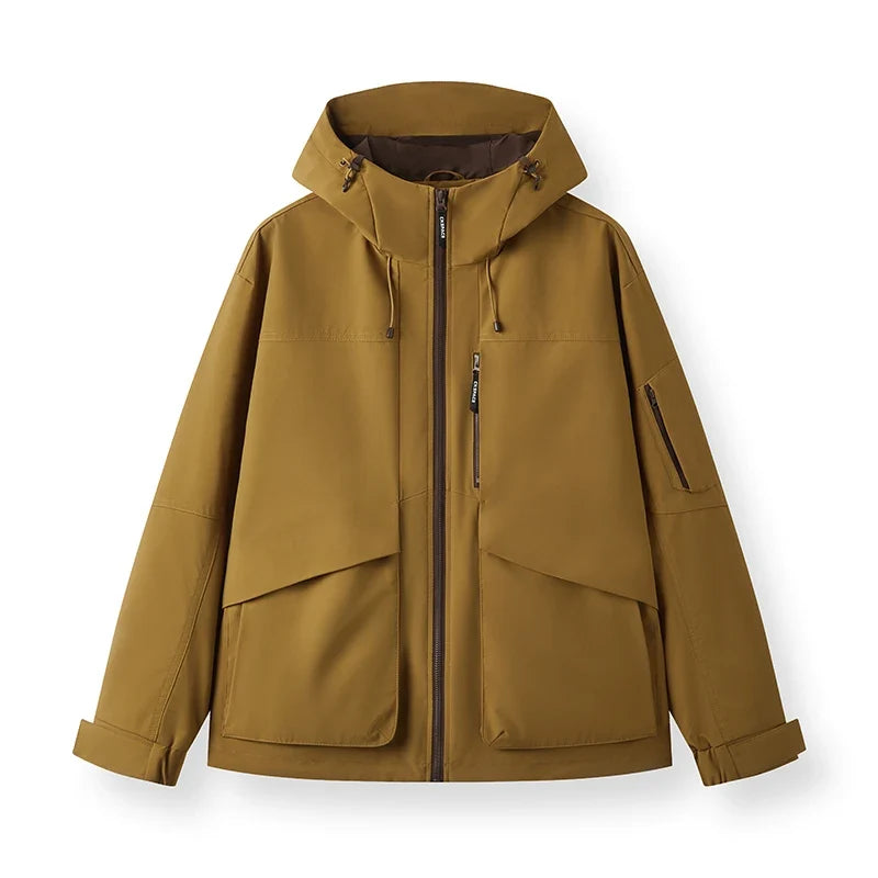 Men Jacket Outdoor Mountain Style Hooded Loose Couple Casual Style Autumn Lightweight Outerwear Daily Wear 2026