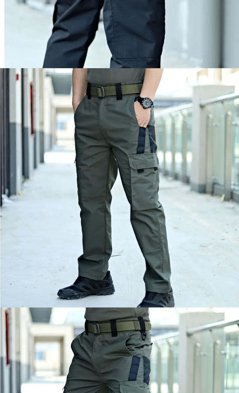Outdoor Tactical Pants Men Casual Cargo Trousers Multi-pocket Waterproof Pant Autumn Spring Outdoor Workwear Hiking Trousers