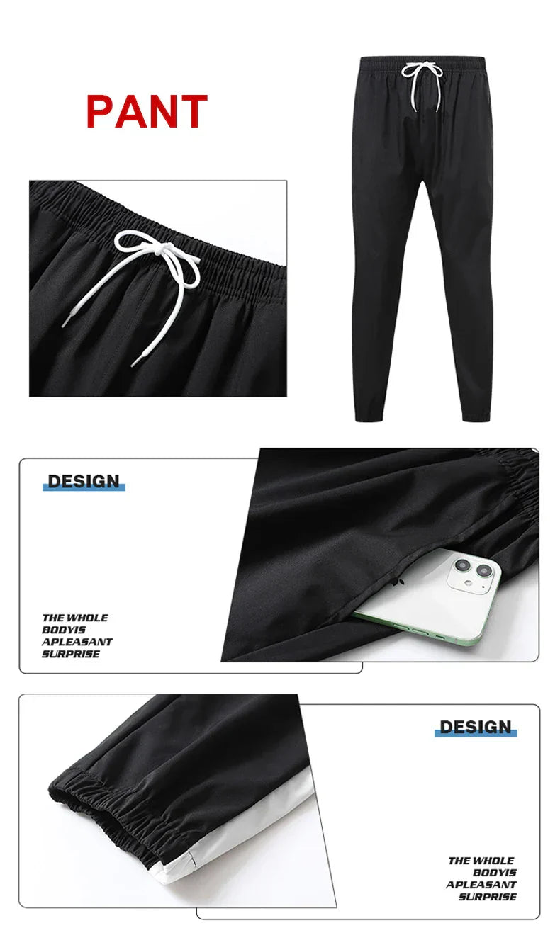 CHRLCK Men's Running Sportswear Suits Breathable Clothes Sports Joggers Training Gym Fitness Tracksuit Sets Men