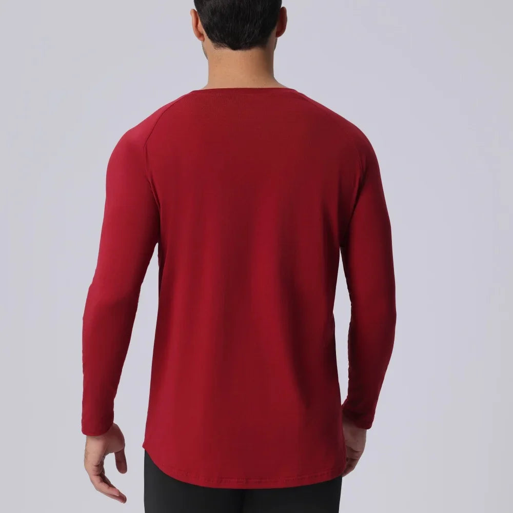 Plain Spring Autunm Cotton Long Sleeve T-shirts Gym Clothing Bodybuilding Fitness Clothing Mens Casual Slim Fit Sports Shirts