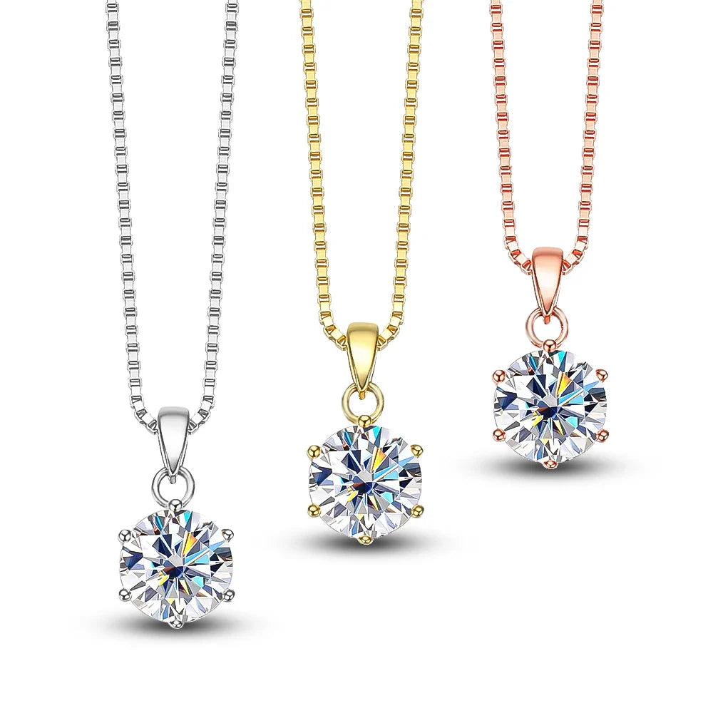1-10Carat Moissanite Diamond Pendant Necklace for Women S925 Silver D Color VVSI Clarity Solitaire Diamond NeckchainCertified
