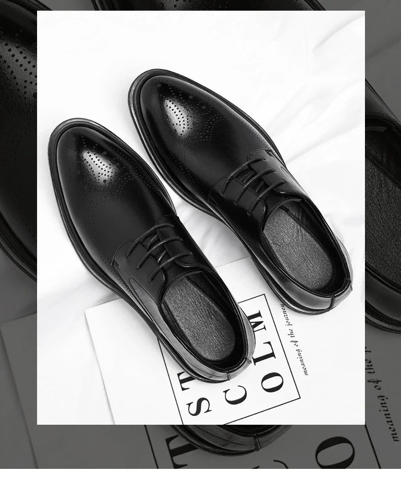 Business Formal Casual Wedding Shoes for Men Fashion New Designer Inner Increase Shoes Male Spring Autumn Retro Leather Shoe Man