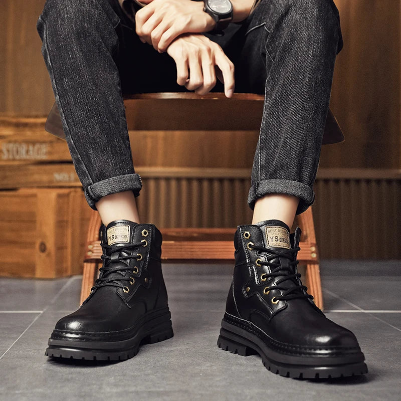Camel Dynamic Men's High-top Mid-top Leather Shoes