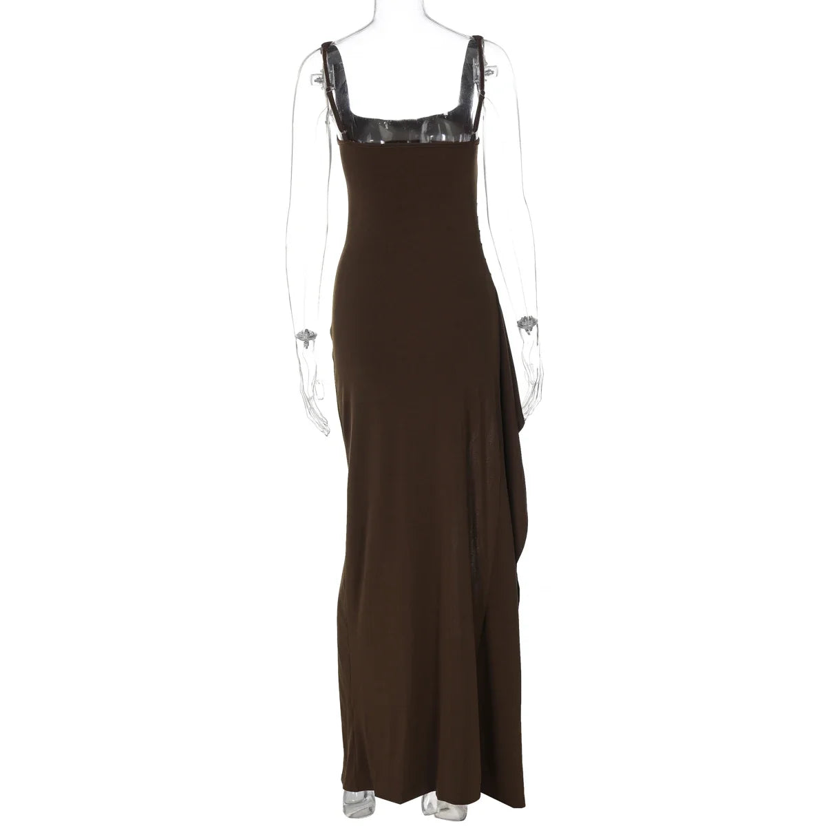 Women Elegant Solid Straps Slit Ruched Patchwork Sexy Bodycon Maxi Dress Summer Outfits Evening Party Birthday Festival