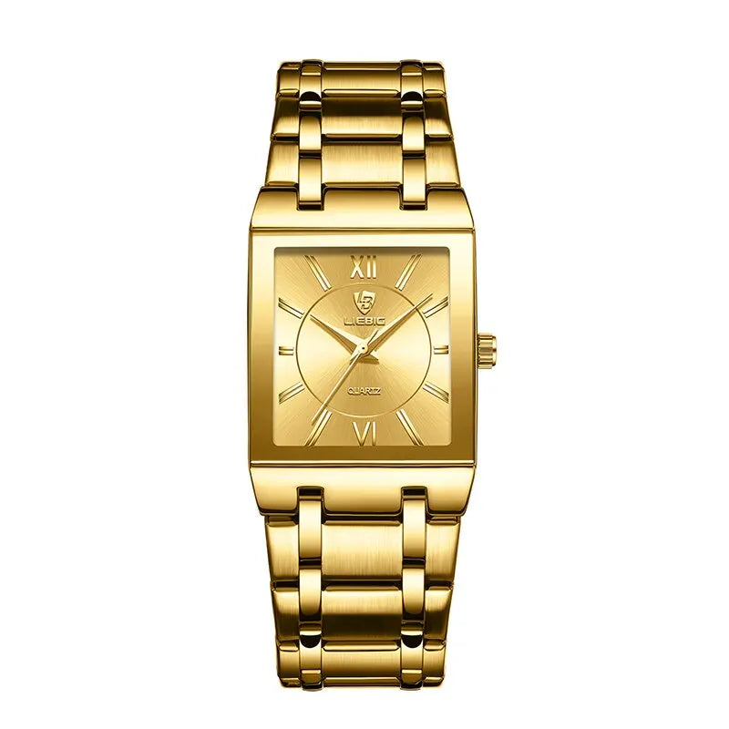 Luxury Quartz Wristwatches For Women Men Business Watch Simple Design Black Gold Stainless Steel Waterproof Quartz Clock