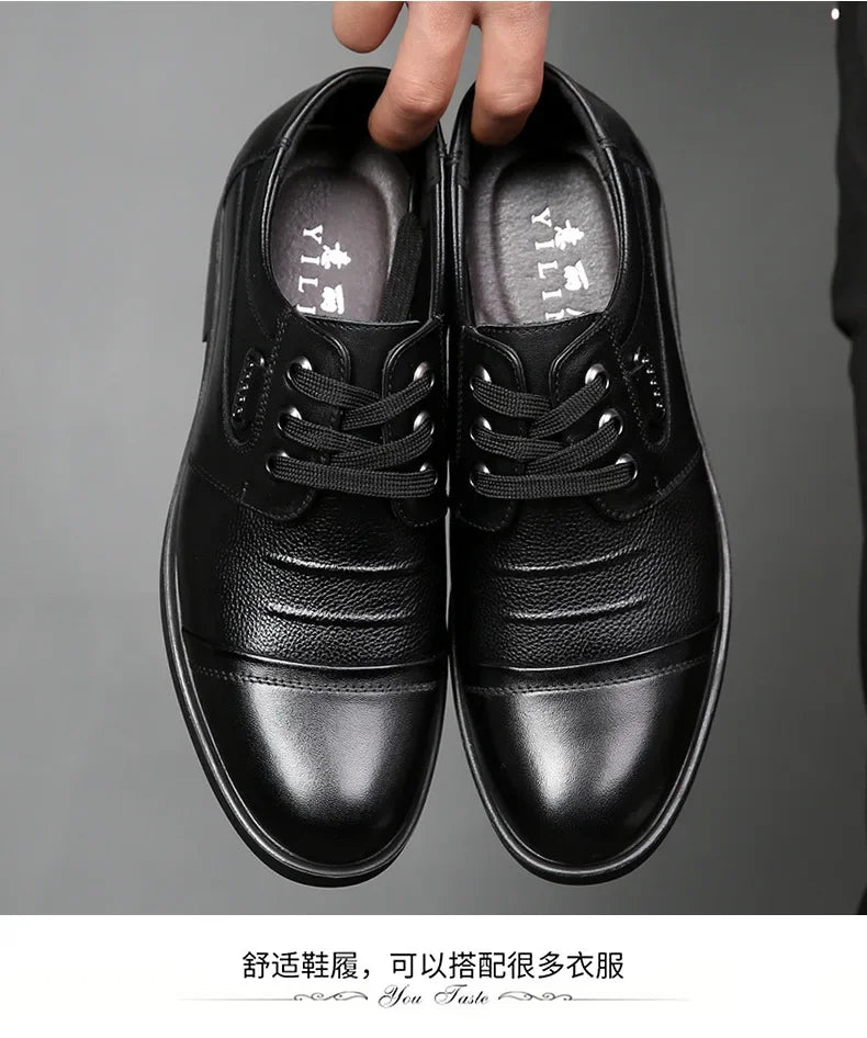 Men's Genuine Cow Leather Shoes Business Casual Shoes With Triple-Stitched Soles For Middle-Aged And Elderly Men 2025