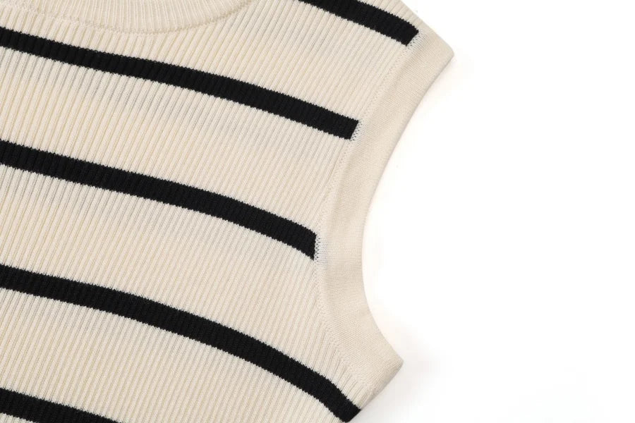 AW25 stripe knitting cardigan + sleeveless patch dress maxi matching set for woman clothing