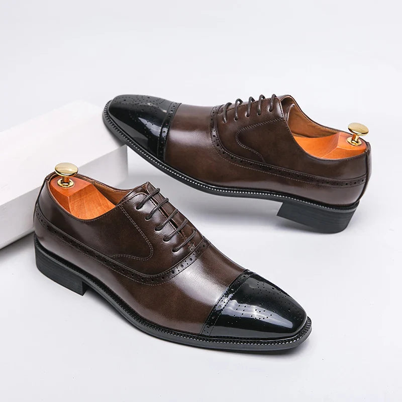 Men Lace Up Square Toe Dress Shoes, Business Black Oxfords Shoes
