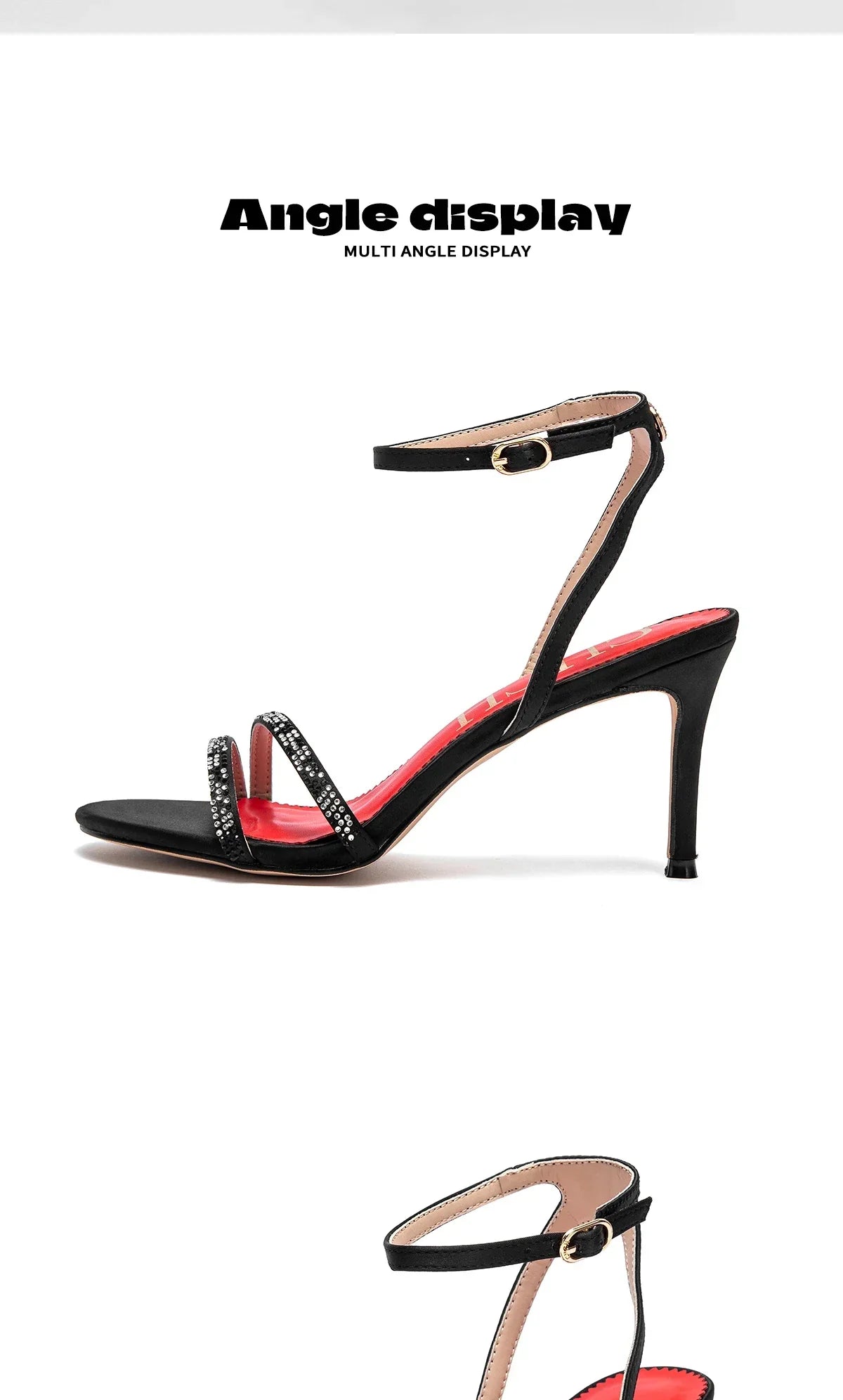 Woman's  Heels Summer Satin Open Toe Ankle Strap Girls Sandals 8cm