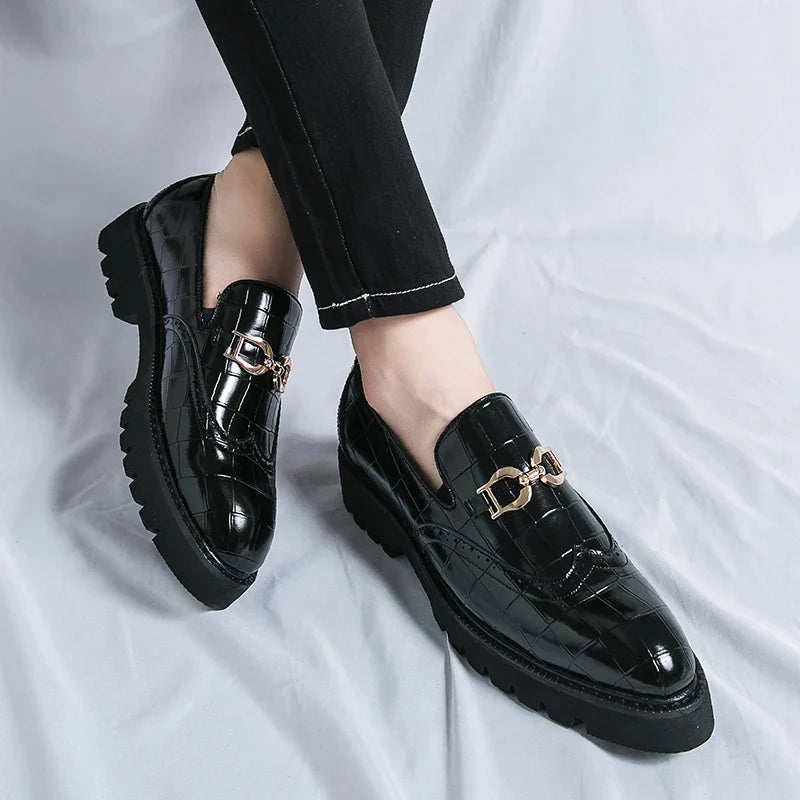 Trendy Brand Green Brogue Shoes Men's Leather Business Shoes Groom's Wedding Men's Loafers British Style Dress Shoes Men