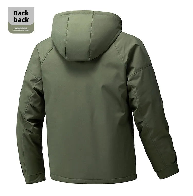 Thick Padded Waterproof Jacket Men Outdoor Softshell Zip Up Hooded Jacket Windbreaker Hiking Camping Coat Autumn Winter Overcoat