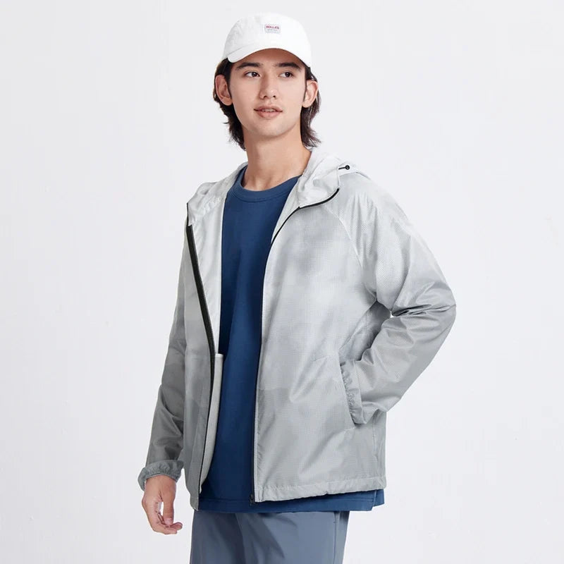Jacket Men'S Summer Foldable Storage Top Simple Casual Style Hooded Couple