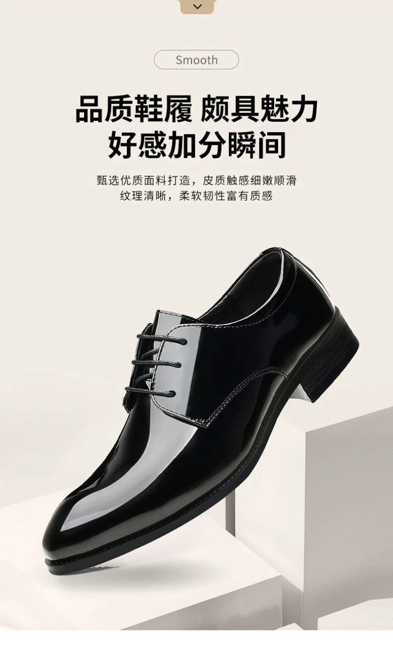 Spring British Style Formal Dress Shoes Black Business Oxfords For Groom Wedding Office Comfortable Big Size Footwear Non Slip
