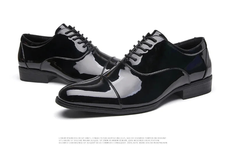 Classic Patent Leather Shoes Men Glossy Leather Shoe Man Formal Business Office Lace Up Wedding Shoes Plus Big Size 38-49