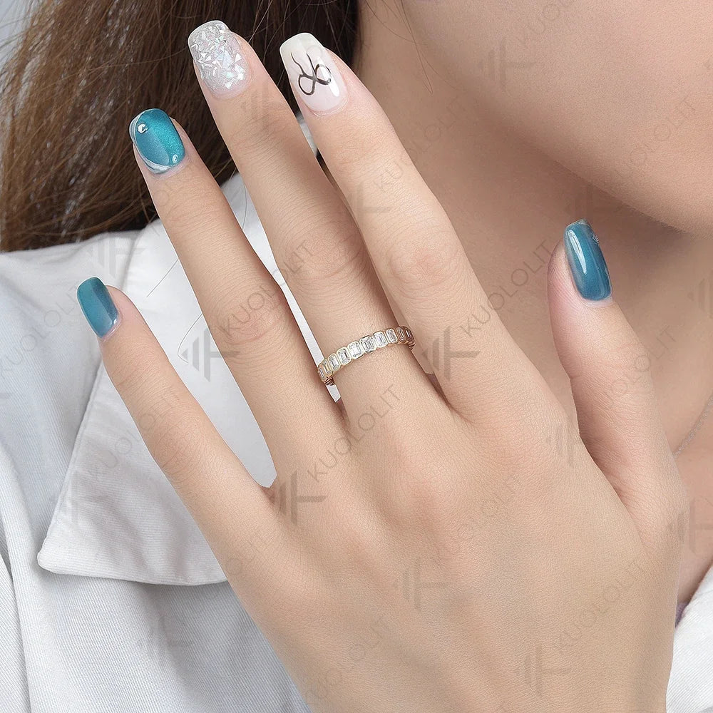 3.5CTW Emerald Cut Moissanite Ring for Men Women PT950 Soild 14K 10K Yellow Gold Silver Band Ring for Wedding Christmas