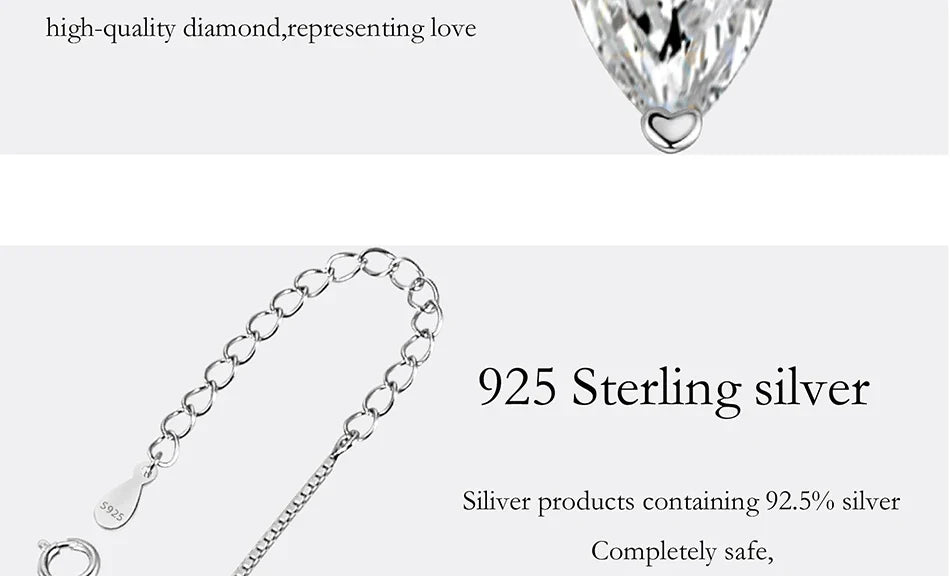 1CT Marquis Cut Moissanite Necklace for Women S925 Pure Silver Water Droplet Diamond Pendant Fashion Party Jewelry