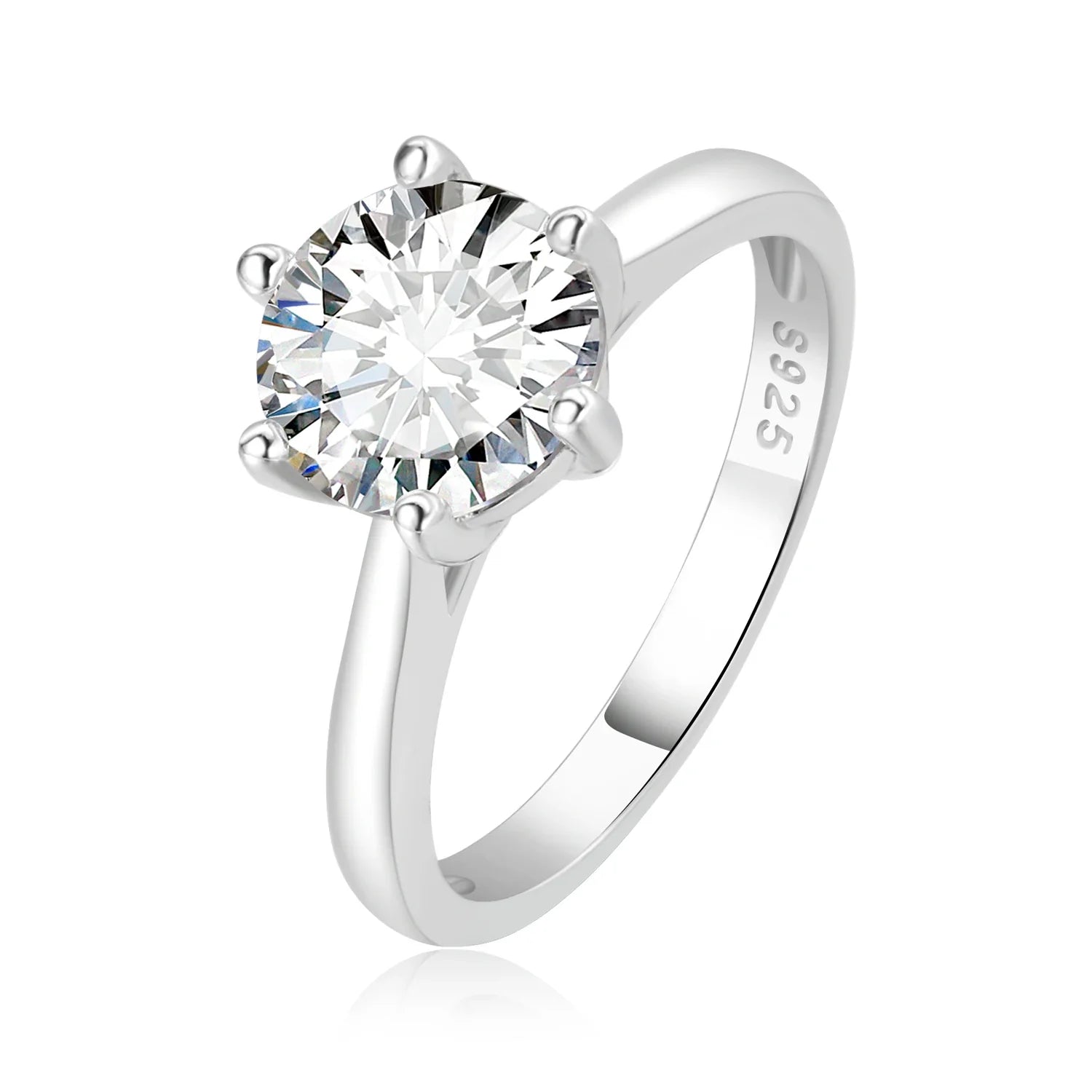 Moissanite D Color 0.5ct 1ct 2ct Round Cut S925 Sterling Silver Solitaire Wedding Engagement Ring for Women