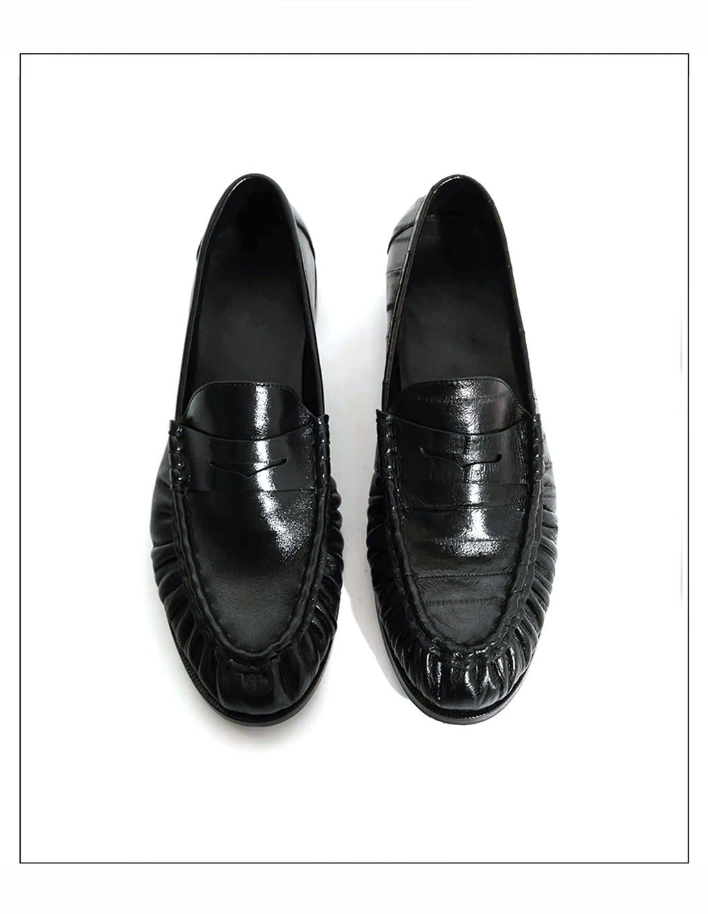 Loafers for men's eel skin pleated design a top layer cowhide slip in formal dress shoe suitable for casual work and commuting