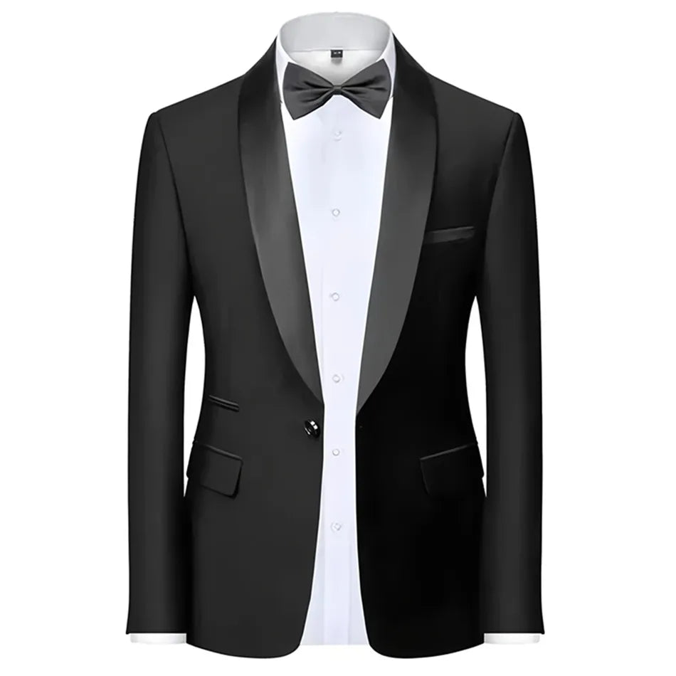 Mens Blazer Slim Fit Suit Jacket 1 Button Velvet Shawl Collar Wedding Formal Suit Jacket