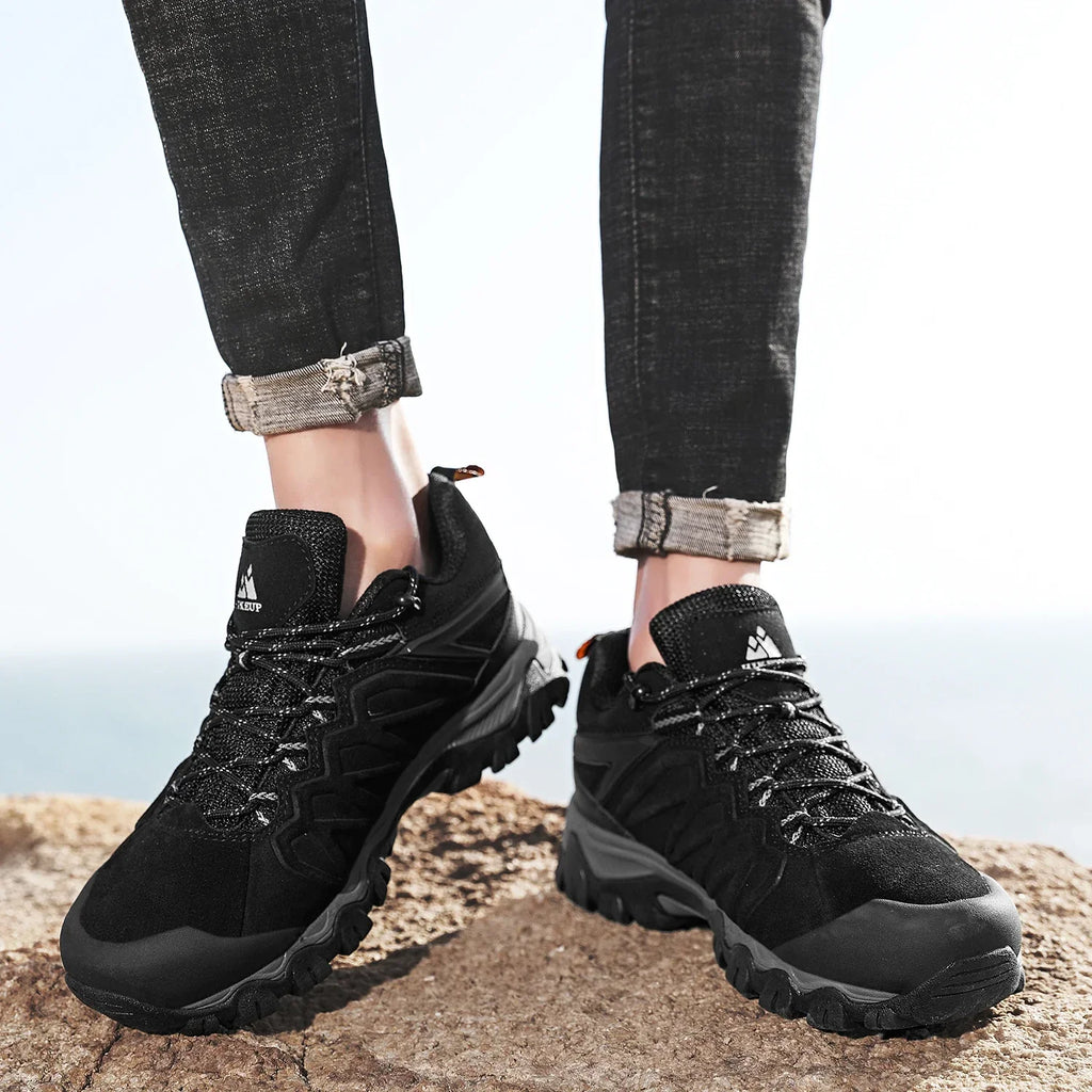 High Quality Leather Hiking Shoes Durable Outdoor Sport Men Trekking Leather Shoes Lace-Up Climbing Hunting Sneakers
