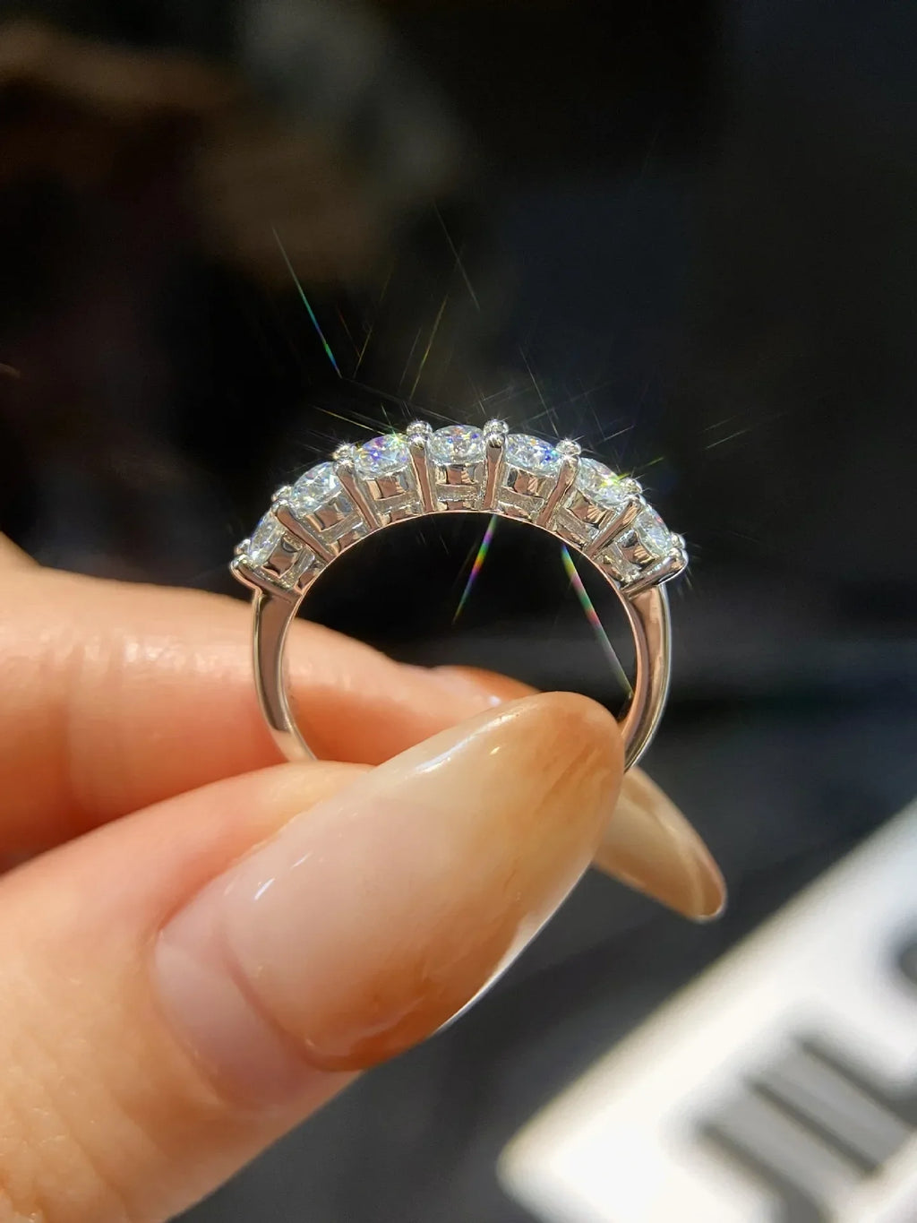 Pretty 1.5mm-5mm Full Moissanite Row Rings for Women S925 Silver Sparkling D color VVS1 Moissanite Diamond Women's Rings Gift
