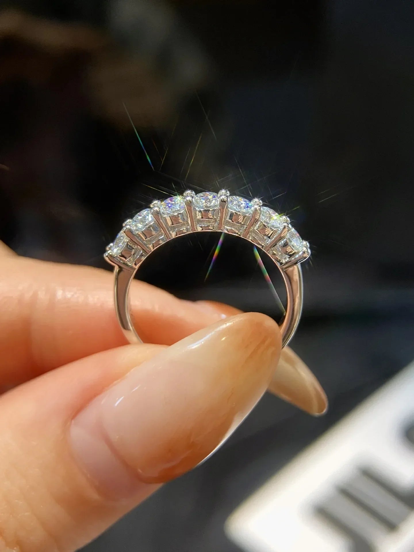 Pretty 1.5mm-5mm Full Moissanite Row Rings for Women S925 Silver Sparkling D color VVS1 Moissanite Diamond Women's Rings Gift