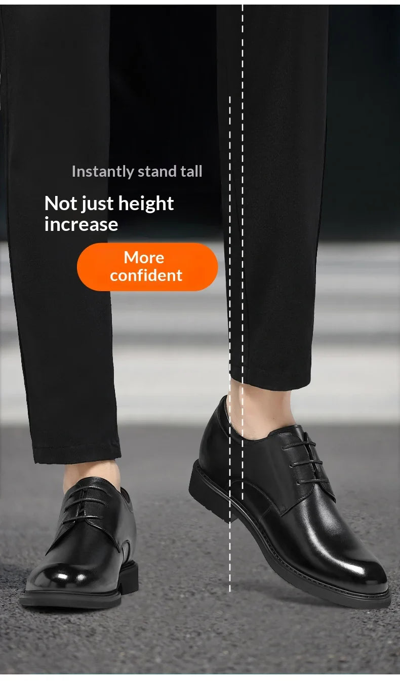 Men Business Elevator Shoes Real Cowhide Invisible Height Increasing Shoes with 3/6/8CM Height Boost Breathable Comfortable