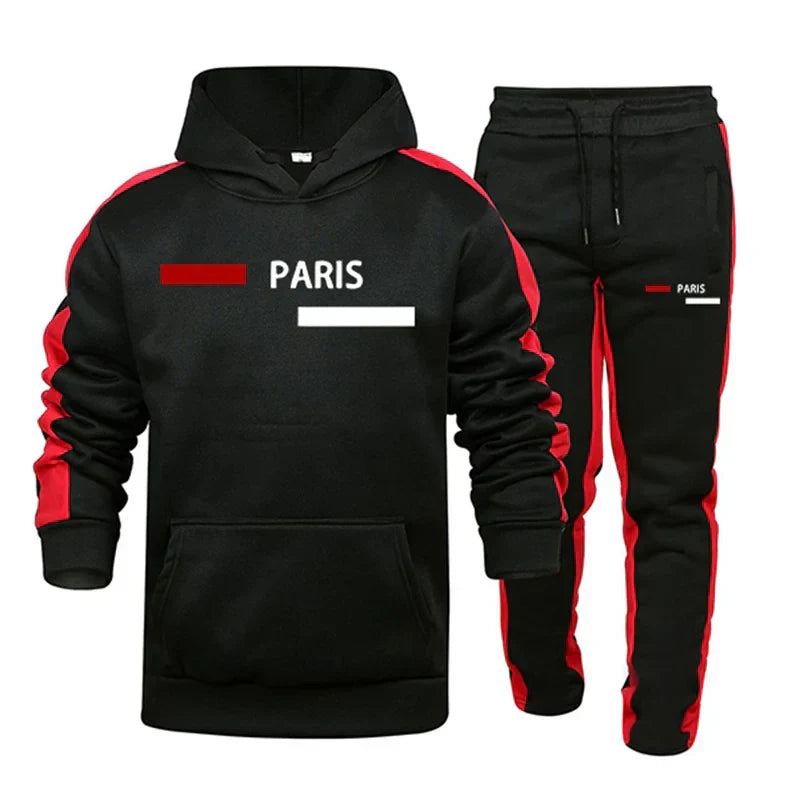 Hot Sales Mens Tracksuit Print Casual Hooded Sweatshirts 2 Pcs Set  Autumn Winter Sports Jogging Mens Clothing Street Sportswear
