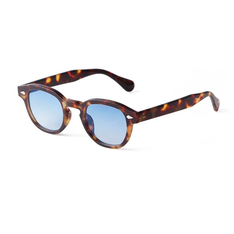 Fashion Transparent Blue Round Sunglasses Women Men 2024 Retro Rivet Tortoise Small Square Sun Glasses UV400 Lunettes De Soleil