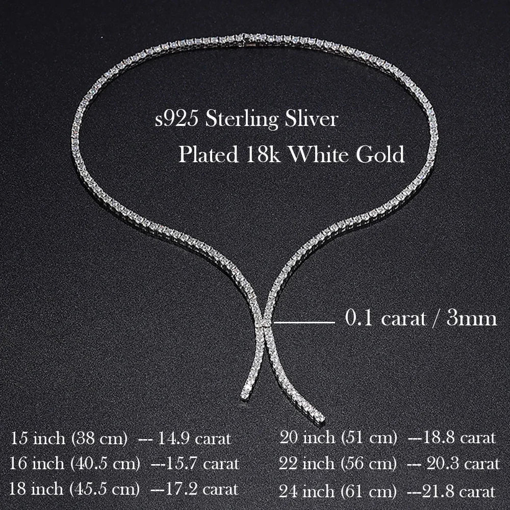 Long Tassel Full Moissanite Diamond Necklace With  Certificate S925 Sterling Silver Plated 18k Gold Tennis Necklace For Women