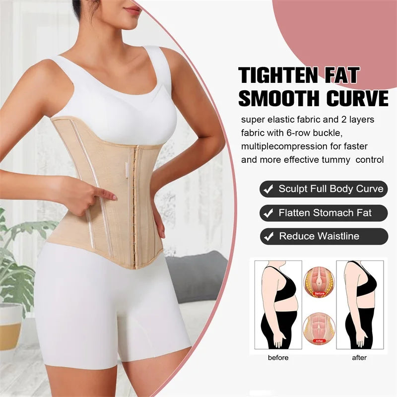 MiiOW U-shaped Waist Trainer Corset Workout Body Shaper Breast Lifted Waist Trainer Soft Steel Bone Slimming Women's Shapewear